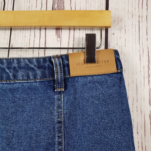 MNG Denim Jean Mini Skirt Womens Size Small Button Front Organic Cotton Blue - Picture 6 of 7